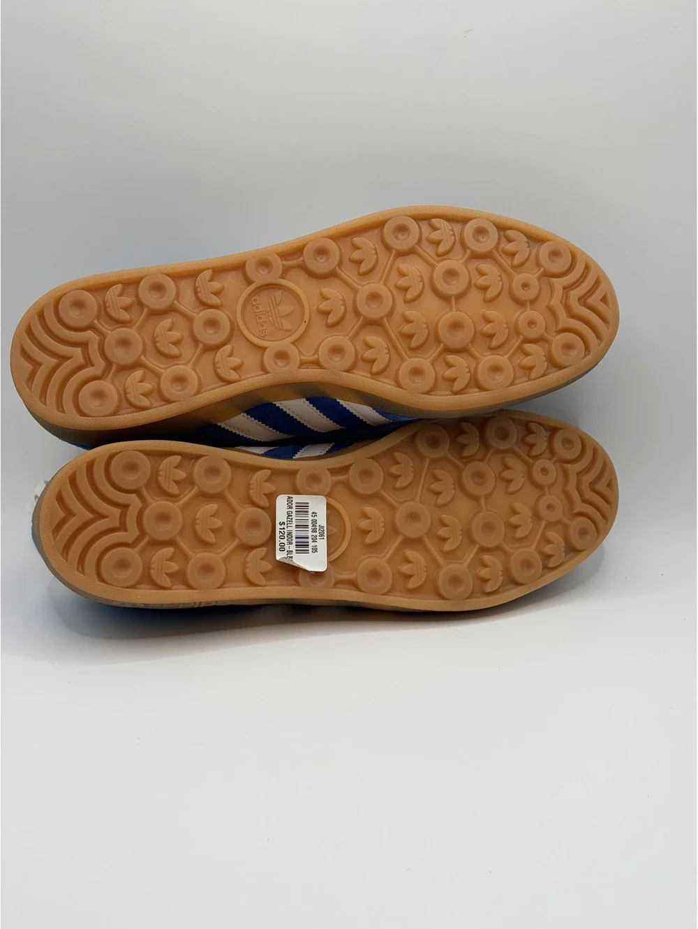 Adidas Gazelle Indoor Blue Suede Sneakers Size 10.5 with White Stripes and Gum S